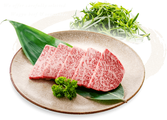 We offer carefully selected. Wagyu beef & vegetables